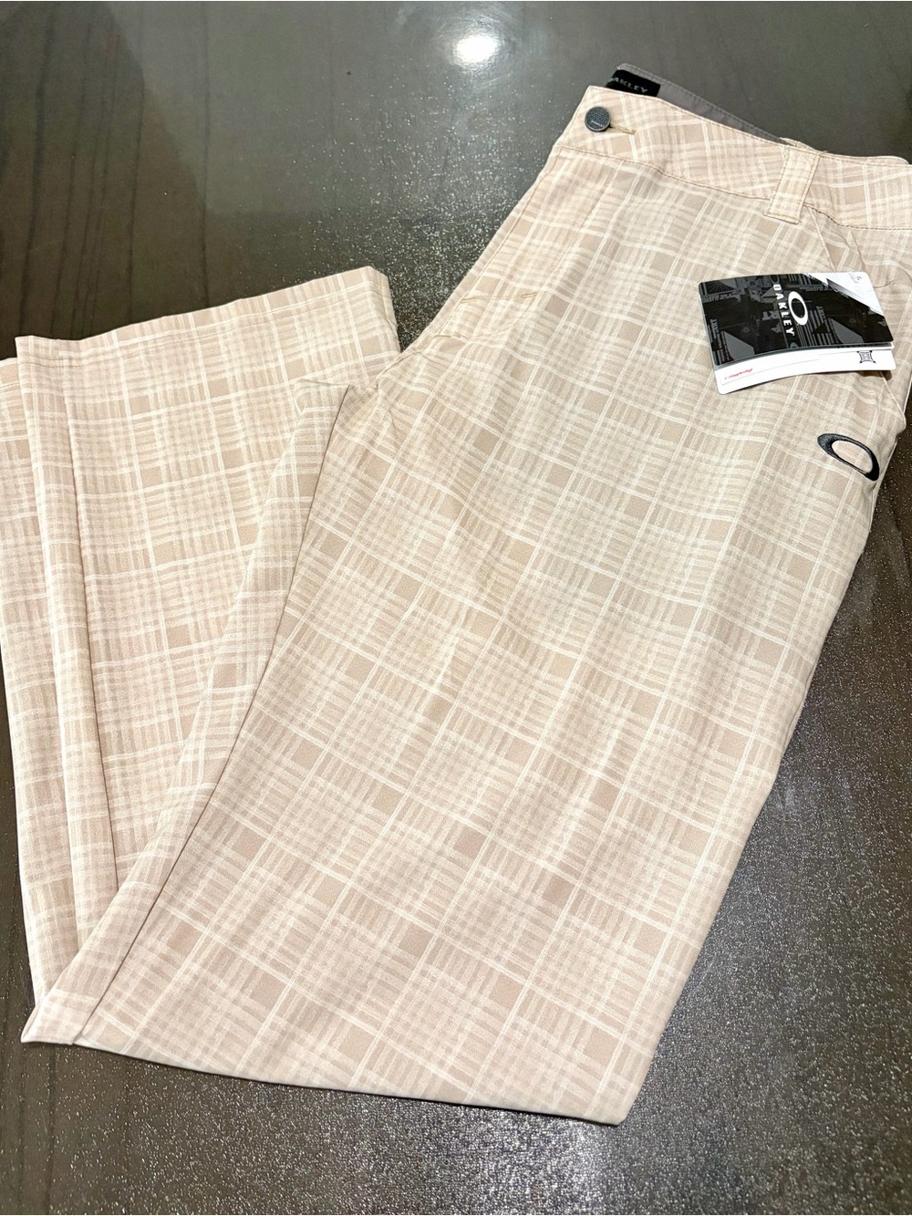 Oakley Telfair Men’s Golf Pant Khaki Plaid Checks Size 36 x 32 New With Tags